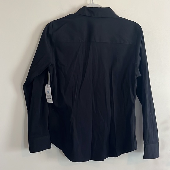 Time and True Basic Button Down Shirt Black Womens Stretch Wrinkle Resistant S - Picture 5 of 5